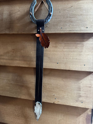 Feather and Cowhide Hat Hanger