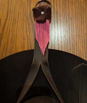 Burgundy/Pink Fringe hat hanger