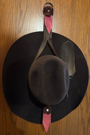 Burgundy/Pink Fringe hat hanger