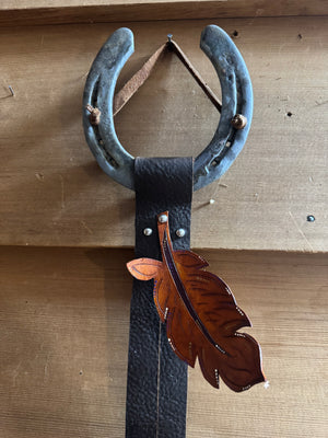 Feather and Cowhide Hat Hanger