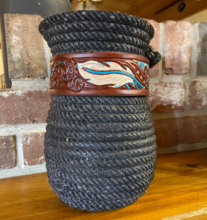 Black Feather Mahogany Vase