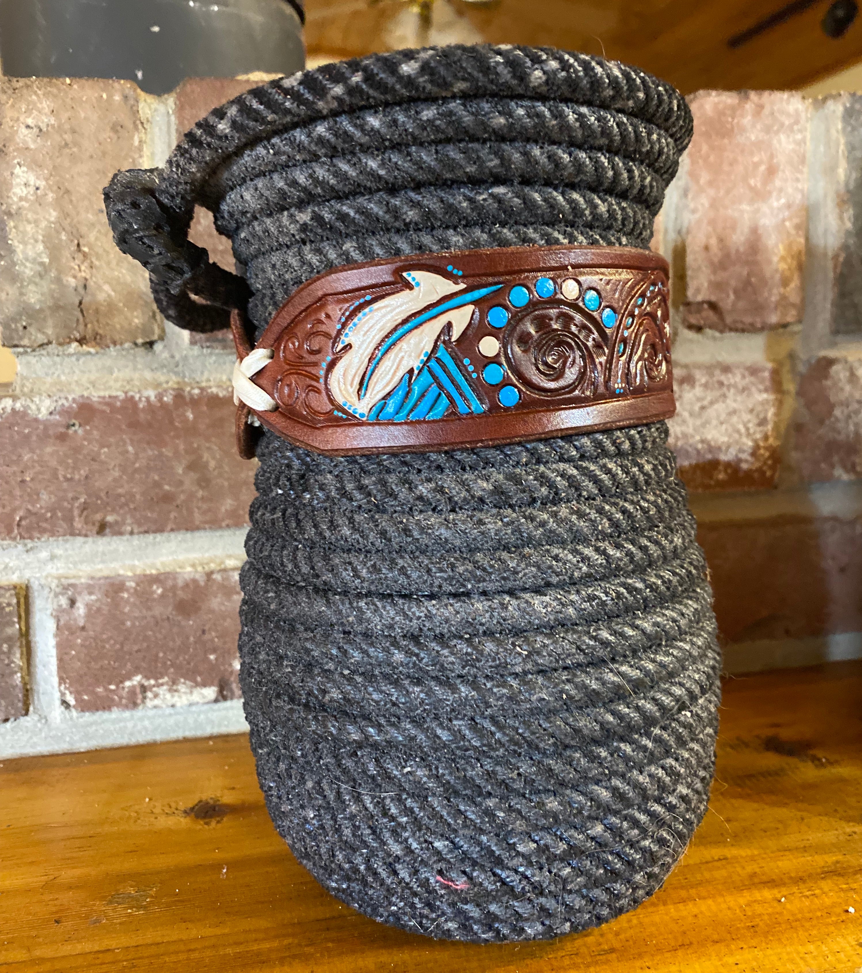 Black Feather Mahogany Vase - Cowboy Leftovers